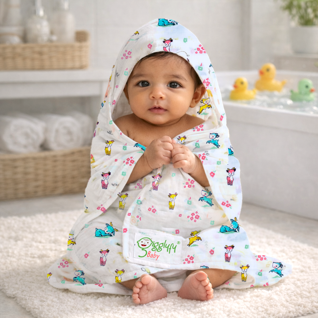 Muslin double layered Bath Towel with Hood
