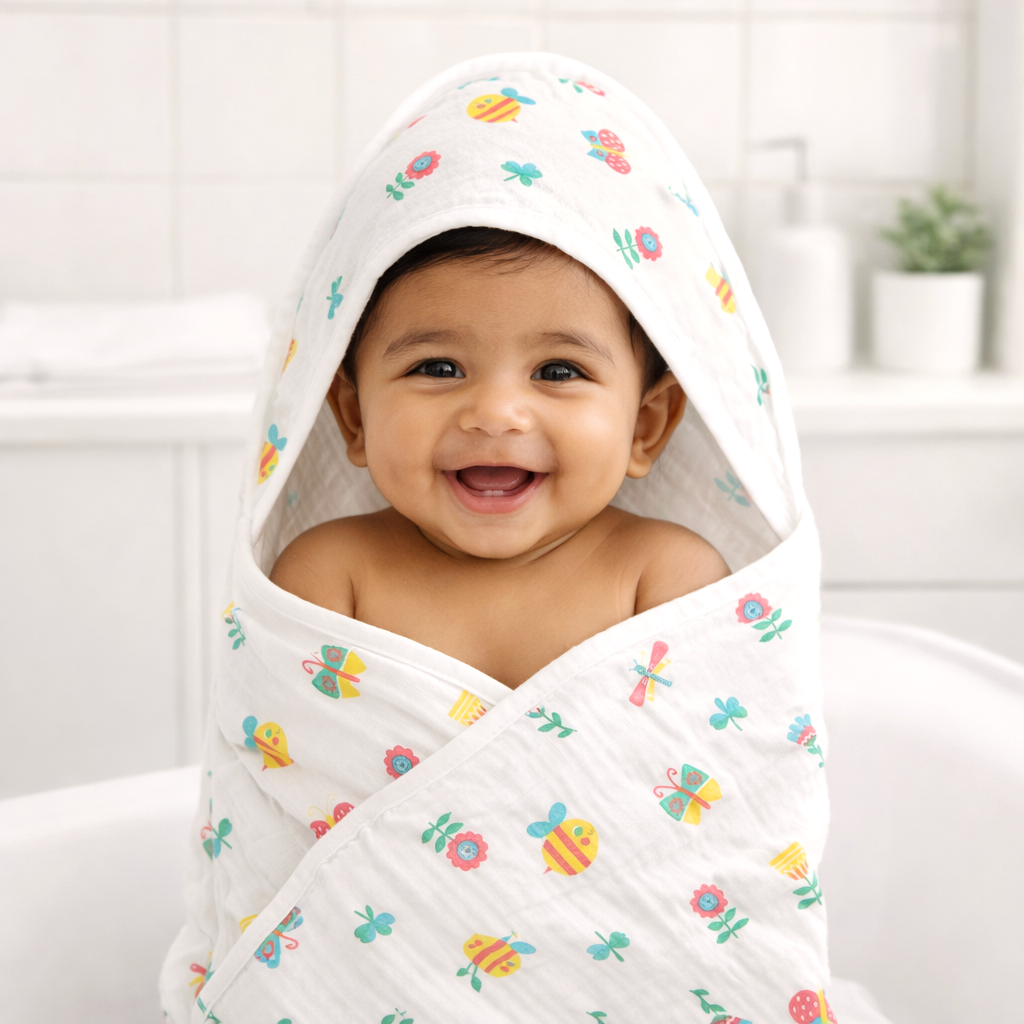 Muslin Bath Towel with Hood